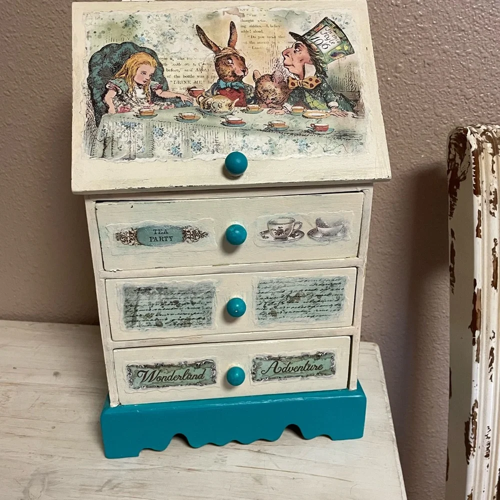 Whimsical Alice in Wonderland Themed Chest - Picture 1 of 3